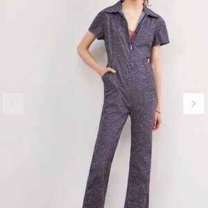 Anthropologie Floral Zip Up Jumpsuit | M